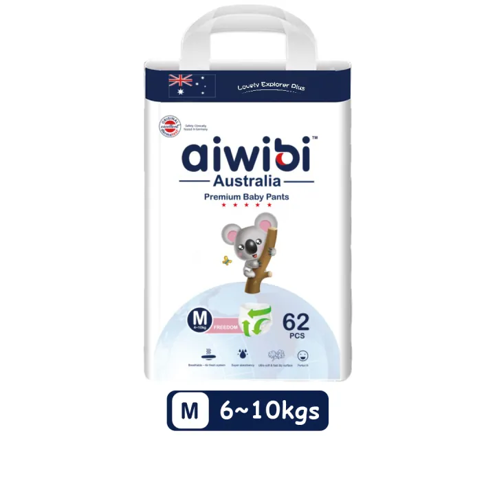 Aiwibi Premium Baby Diapers Pants Medium 62Pcs